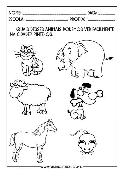 Educação Infantil Atividades Abordando Os Animais Blog Espaço Educar