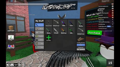On the side of your screen while you're in the lobby look for the inventory button on the left side of the screen which will pop up the following tab: Murder Mystery 2 all codes "last code is PRISM" - YouTube