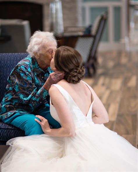 bride brings her wedding dress to see her 102 year old grandma who is in a hospice r aww
