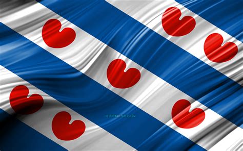 Download Wallpapers 4k Friesland Flag Dutch Provinces 3d Waves Flag