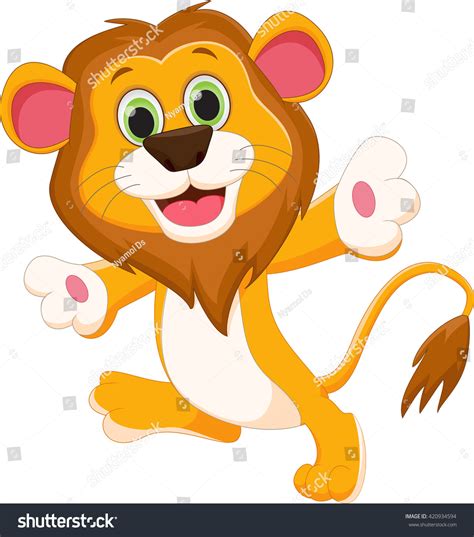 Happy Lion Cartoon Stock Vector 420934594 Shutterstock