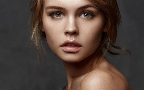 Woman Russian Models Face Girl 1080P Anastasiya Scheglova Green
