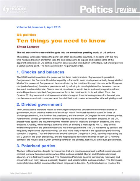 Us Politics Ten Things You Need To Know