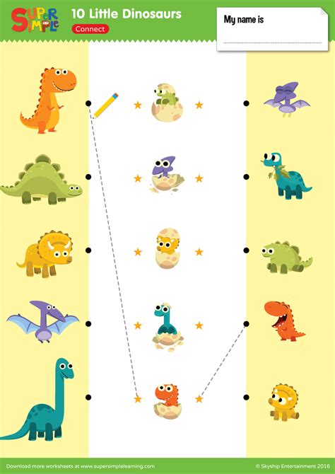 10 Little Dinosaurs Worksheet Connect Super Simple