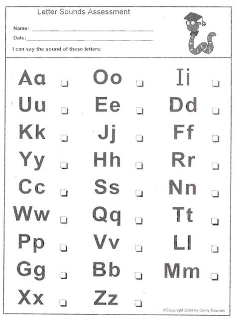 To teach letter sound correspondence, work with a few sounds at a time by teaching each letter of the alphabet and its corresponding sound. 16 Best Images of Letter Recognition Assessment Worksheet ...