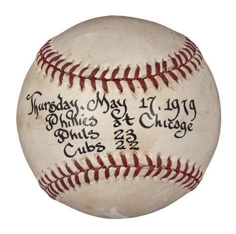 The game lasts for 9 innings with each team alternating between batting and fielding in each inning. Lot Detail - 1979 Phillies Vs. Cubs Game Used ONL Feeney ...