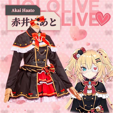 Anime Hololive Vtuber Akai Haato Gothic Lolita Uniform Party Dress