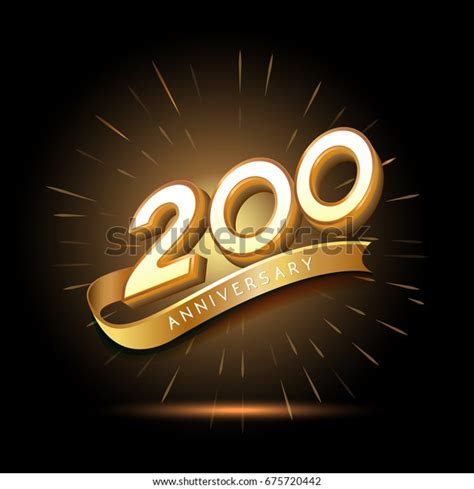200 Years Golden Anniversary Logo Celebration Stock Vector Royalty