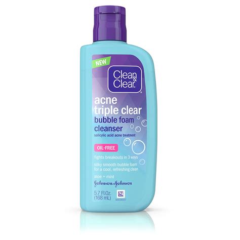 Clean And Clear Acne Triple Clear Bubble Foam Facial Cleanser With