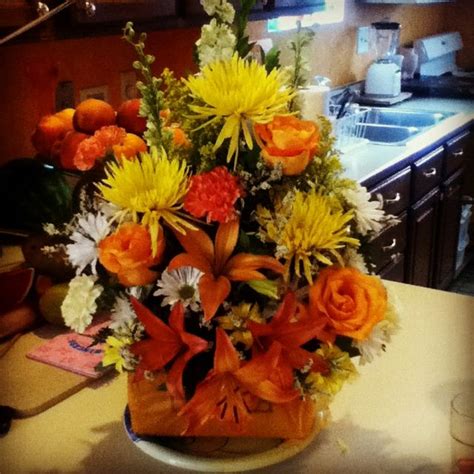 Beautiful orange and yellow flowers arrangement =] | Flower arrangements diy, Flower