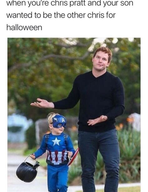 Jack, who is now 7, was born two months early, and suffered from a range of. Chris Pratt's son as the other Chris for Halloween | Marvel funny, Marvel jokes, Funny marvel memes