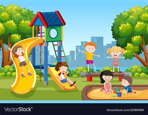 Kids Playing On Playground Illustration Download A Free Preview Or