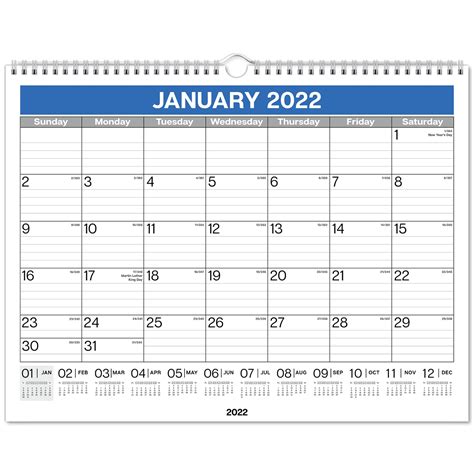 Dunwell Large Wall Calendar 2022 2023 Blue Use To June 2023 12x15