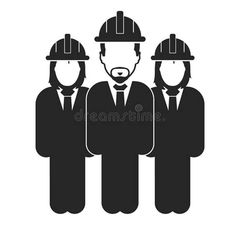 Standing Engineer Couple Icon Stock Vector Illustration Of Builder