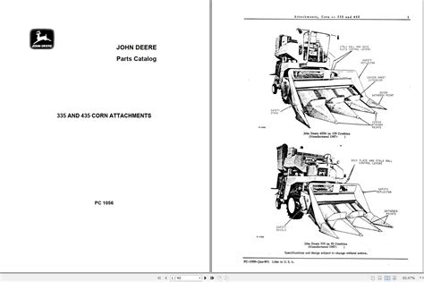 John Deere 335 435 Corn Attachments Parts Catalog Pc1056