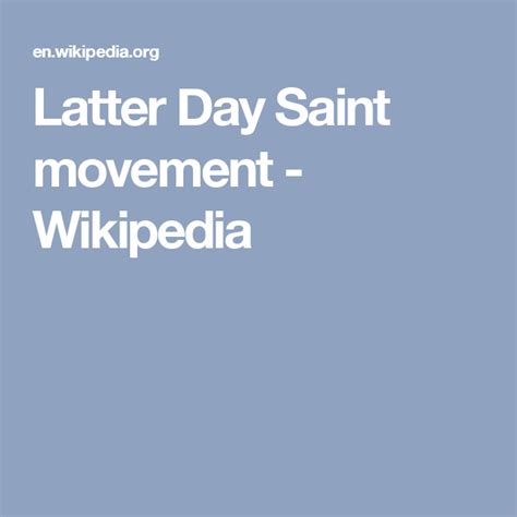 Latter Day Saint Movement Wikipedia Latter Day Saints Latter Days