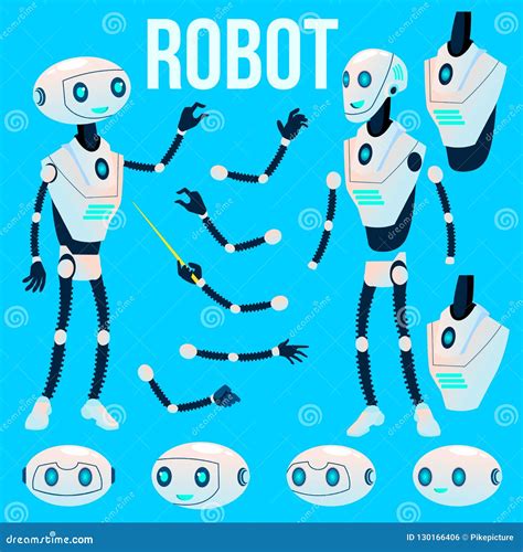 Robot Vector Animation Creation Set Futuristic Mechanism Technology