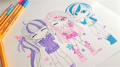 Chibi Pop Stars Sketch And Ink Speedpaint ♡ Iikiui Youtube