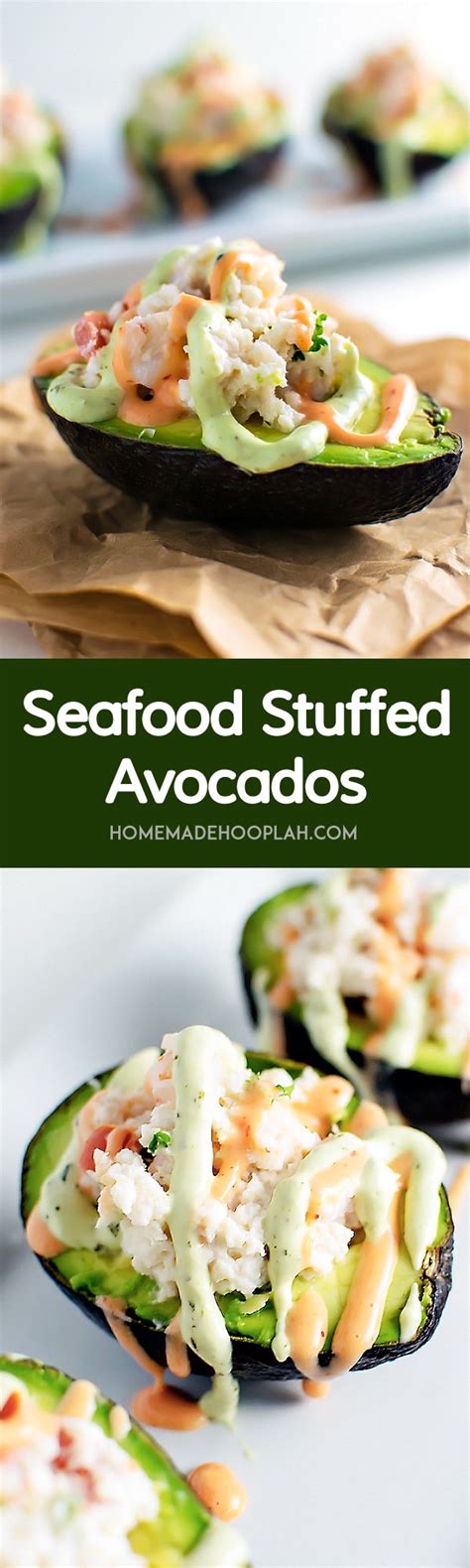 Seafood Stuffed Avocados Homemade Hooplah Homemadehooplah Food