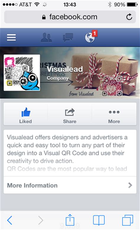 The qr code will now link to your facebook page when scanned. Facebook QR code