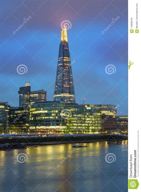 View Of The Shard Skyscraper At Dusk Editorial Stock Image Image Of