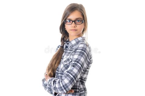Beautiful Schoolgirl In Glasses Stock Photo Image Of Beautiful