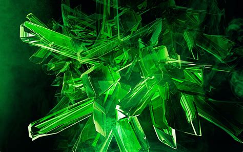 Digital Art Abstract Green Crystal Wallpapers Hd Desktop And