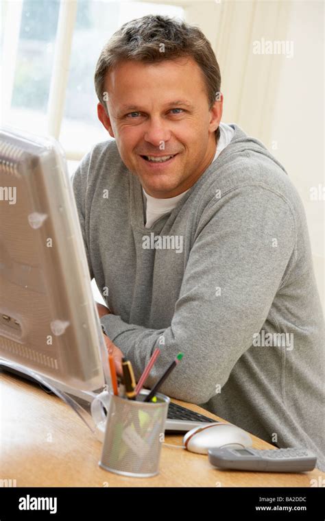 Man Using Computer Stock Photo Alamy