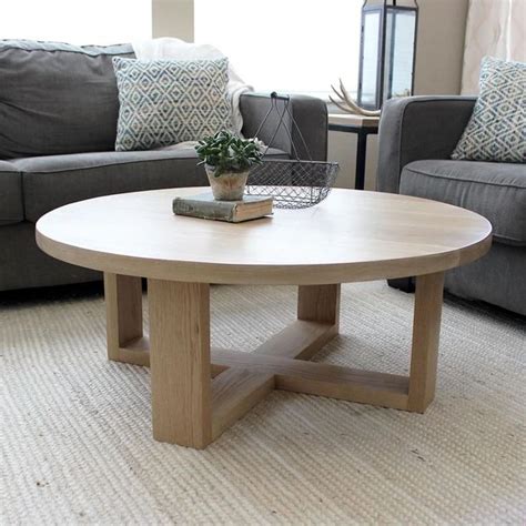 Black/nutmeg medium round wood coffee table set with nesting tables. Round All Wood White Oak Coffee Table, Modern Solid Wood ...