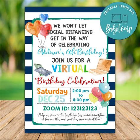 Maybe you would like to learn more about one of these? Printable Stay at Home Virtual Birthday Party Invitation ...