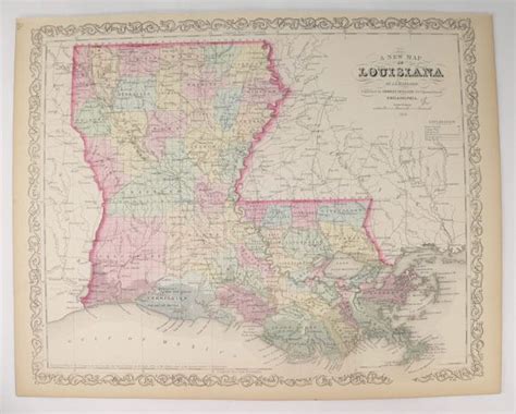 Antique 1858 Louisiana Map Original 1858 Mitchell Desilver Etsy