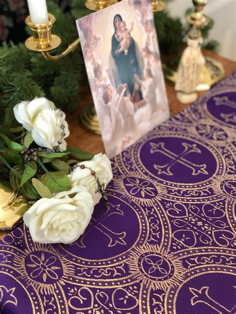 Home Altar Cloth Catholic Advent Lent Purple Metallicgold 2 Etsy