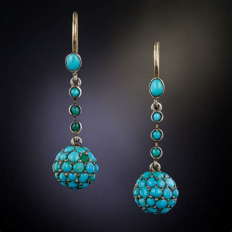 Antique Turquoise Ball Earrings