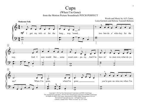Cups When Im Gone Sheet Music Anna Kendrick Educational Piano