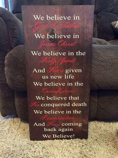 We Believe in God the Father lyric sign. Newsboys. Painted wood sign