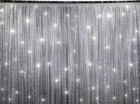 20ftx10ft Premium Silver Chiffon Sequin Dual Layer Drapery Panel