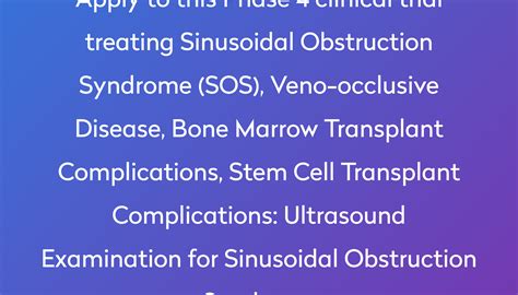 Ultrasound Examination For Sinusoidal Obstruction Syndrome Clinical