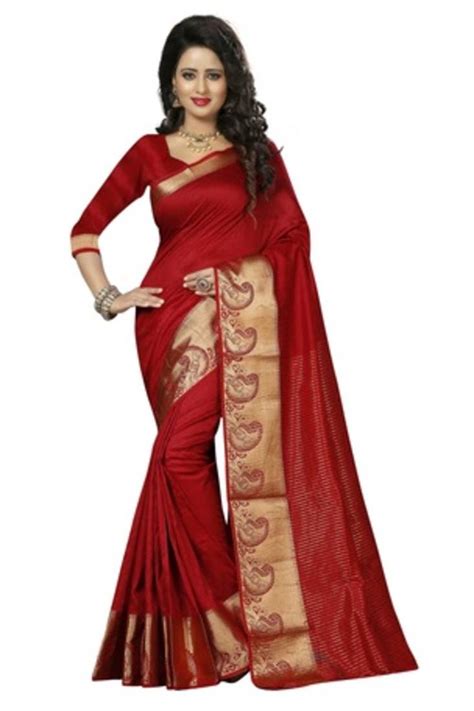 Red Woven Kanchipuram Silk Saree With Blouse Fashion 11 1875388