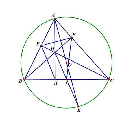 Cho tam giác ABC nhọn nội tiếp O có BE CF là 2 đường cao cắt nhau