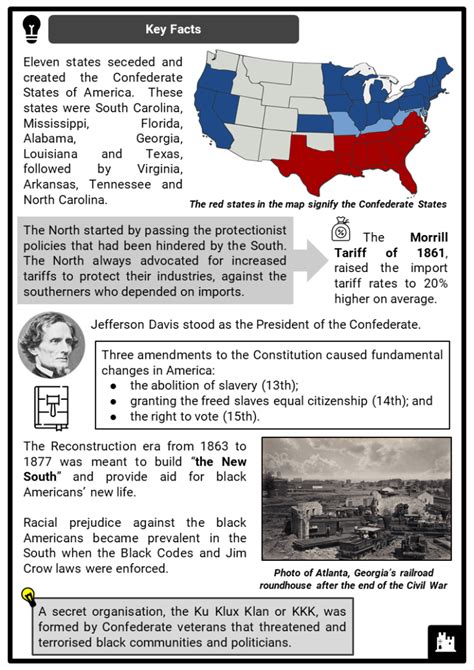 Social Political Impact Of The American Civil War Facts And Worksheets