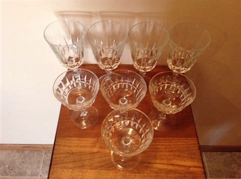 4 Water Goblets And 4 Champagne Sherbert Glasses Cristal Chantelle Lady