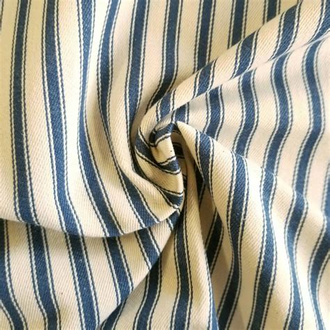 Ticking Stripe Blue Fabric Buy Traditional Ticking Fabric Online