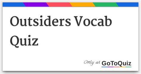 Feb 23, 2021 · a comprehensive database of more than 53 the outsiders quizzes online, test your knowledge with the outsiders quiz questions. Outsiders Vocab Quiz