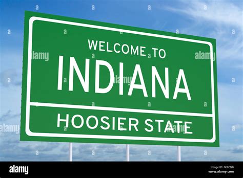 Welcome To Indiana State Concept On Road Sign Stock Photo Alamy