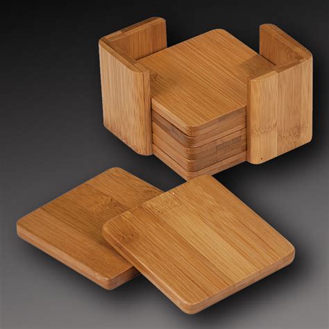 Set Of 4 Square Bamboo Coasters First Place Awards