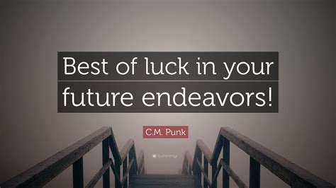 I wish you all the best for your future, wherever that may be. C.M. Punk Quote: "Best of luck in your future endeavors ...