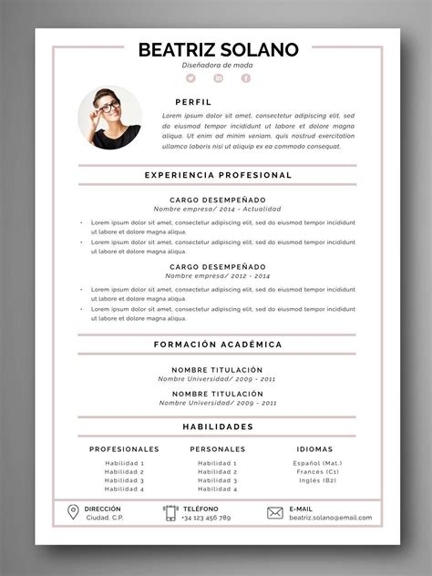 Plantilla Curriculum Español Graphic Design Cv Cv Design Resume