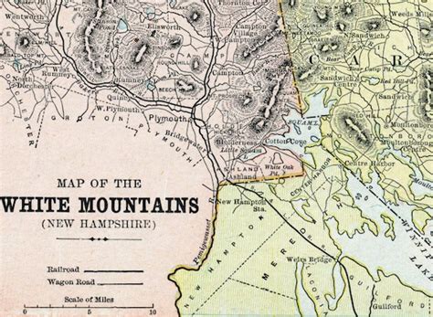 1901 Antique Map Of The White Mountains New By Bananastrudel