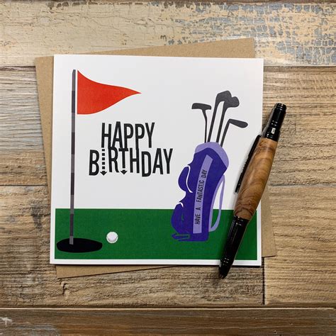 Birthday Card Golf Theme Golf Clubs Golf Ball Putting Etsy