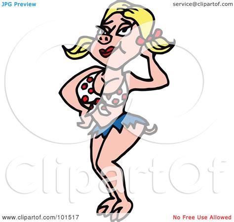 Royalty Free Clipart Picture Of A Sexy Blond Female Pig In